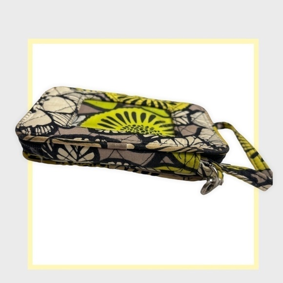 Vera‎ BRADLEY ID Wallet Wristlet Yellow and Black Floral - Picture 2 of 6
